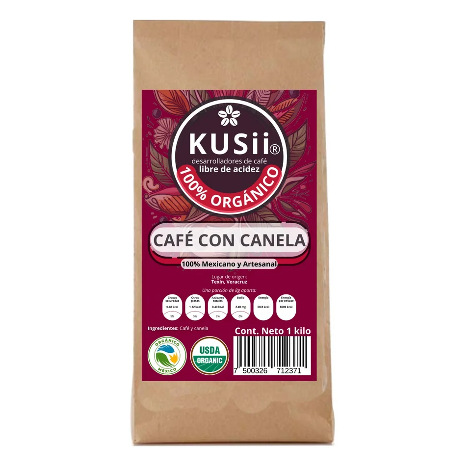 Café con canela orgánico Kusii 1 kg libre de acidez